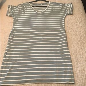 teal and white tee shirt dress